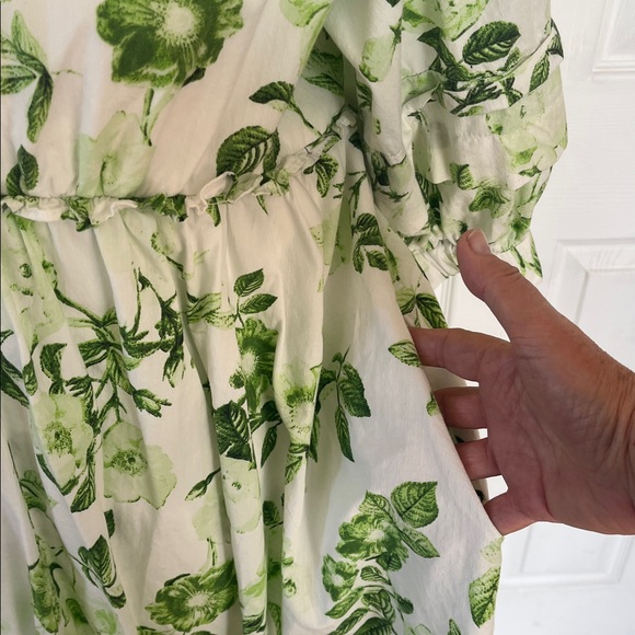 ANTHROPOLOGIE MAEVE dress V-Neck Tunic Babydoll Green Floral cotton lined - Picture 4 of 8